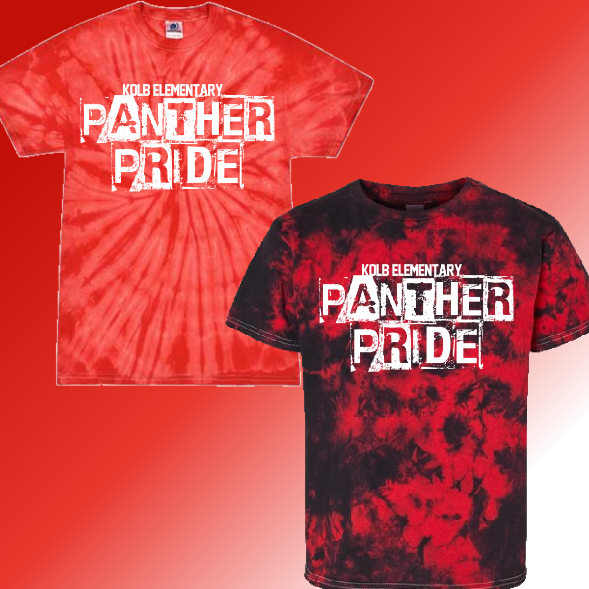 Kolb Elementary -Distressed Block Tie Dye Tee (Youth & Adult) - MADE TO ORDER/TWO WEEKS