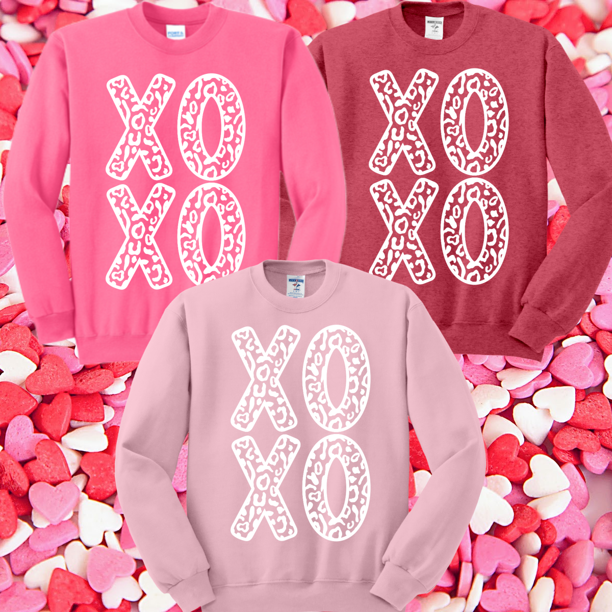 XOXO Leopard Valentines Crewneck (Adult)