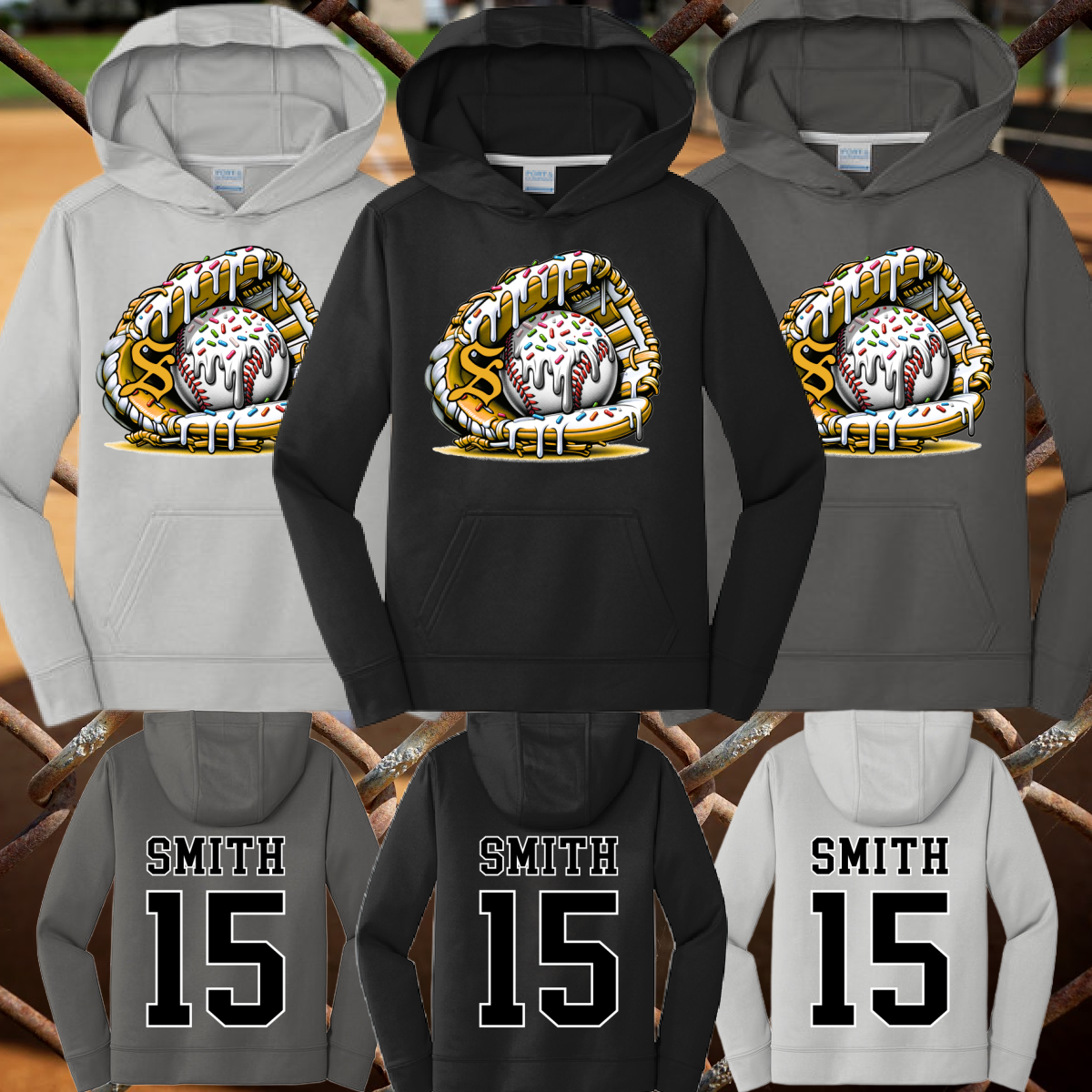 Saginaw Golds Ice Cream Drip Baseball Dri Fit Hoodie (Youth & Adult)