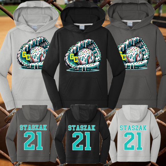 Game Changer Ice Cream Drip Baseball Glove Dri Fit Hoodie (Youth & Adult)