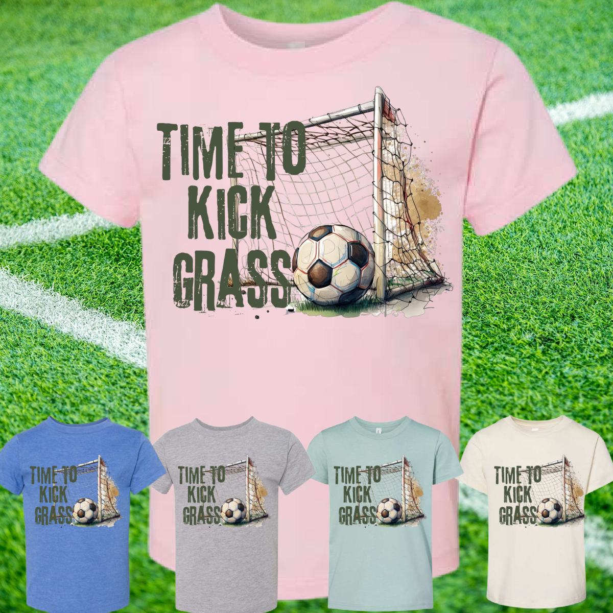 Time To Kick Grass Soccer Tee - Youth