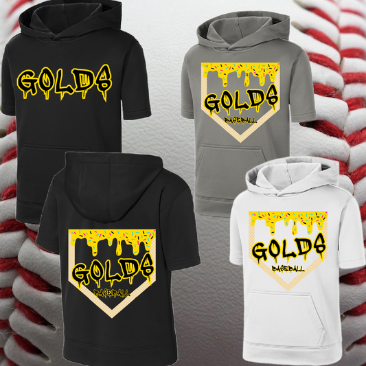 Saginaw Golds - Homeplate Ice Cream Drip SHORT Sleeve Performance Hoodie