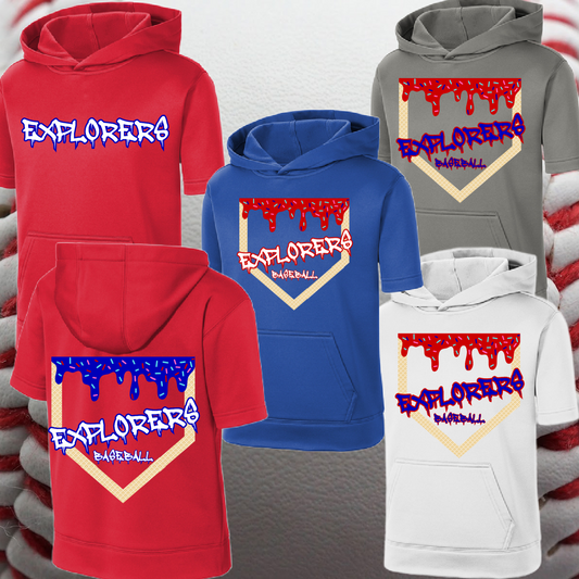 Midland Explorers - Homeplate Ice Cream Drip SHORT Sleeve Performance Hoodie