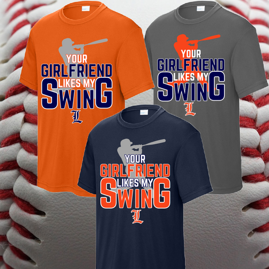 Mid Michigan Lumbermen - Your Girlfriend Likes My Swing Performance Tee (Youth & Adult)