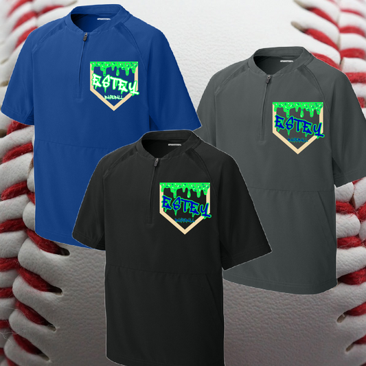 Estey Baseball - Homeplate Ice Cream Drip 1/2 Zip Short Sleeve Baseball Jacket
