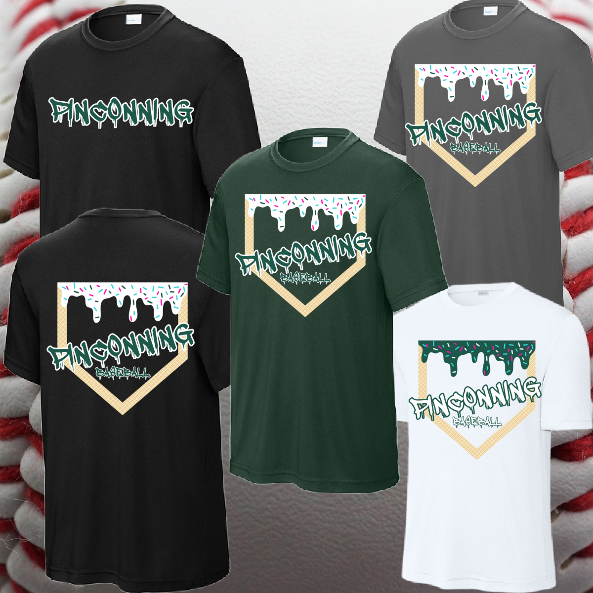 Pinconning Baseball - Homeplate Ice Cream Drip Performance Tee