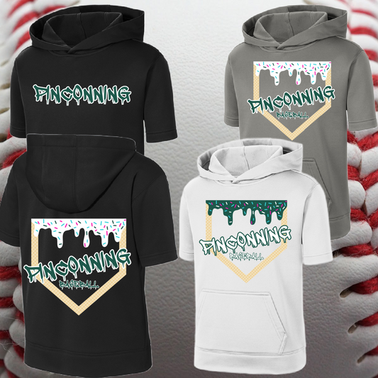 Pinconning Baseball - Homeplate Ice Cream Drip SHORT Sleeve Performance Hoodie