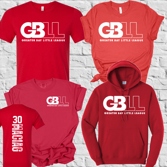 Greater Bay Little League - White Logo Tee w/Vertical Name