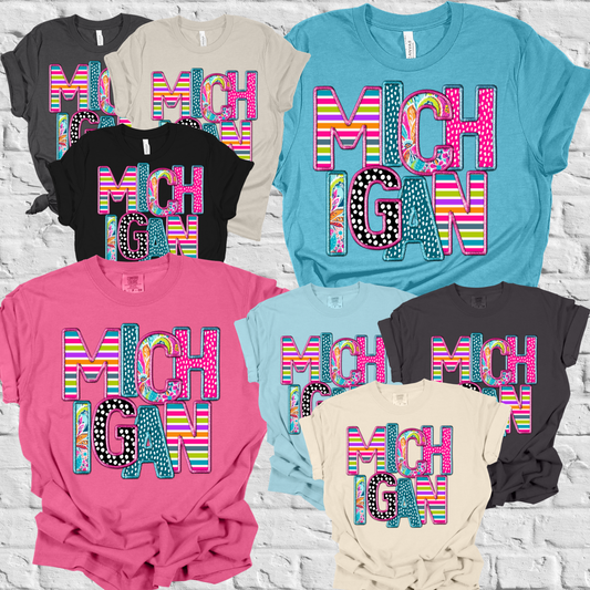 Michigan Faux Embroidery Tee