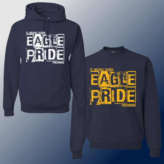 St. Michael Eagles  - Navy Distressed Block Basic Sweatshirt (Youth & Adult) - MADE TO ORDER/TWO WEEKS