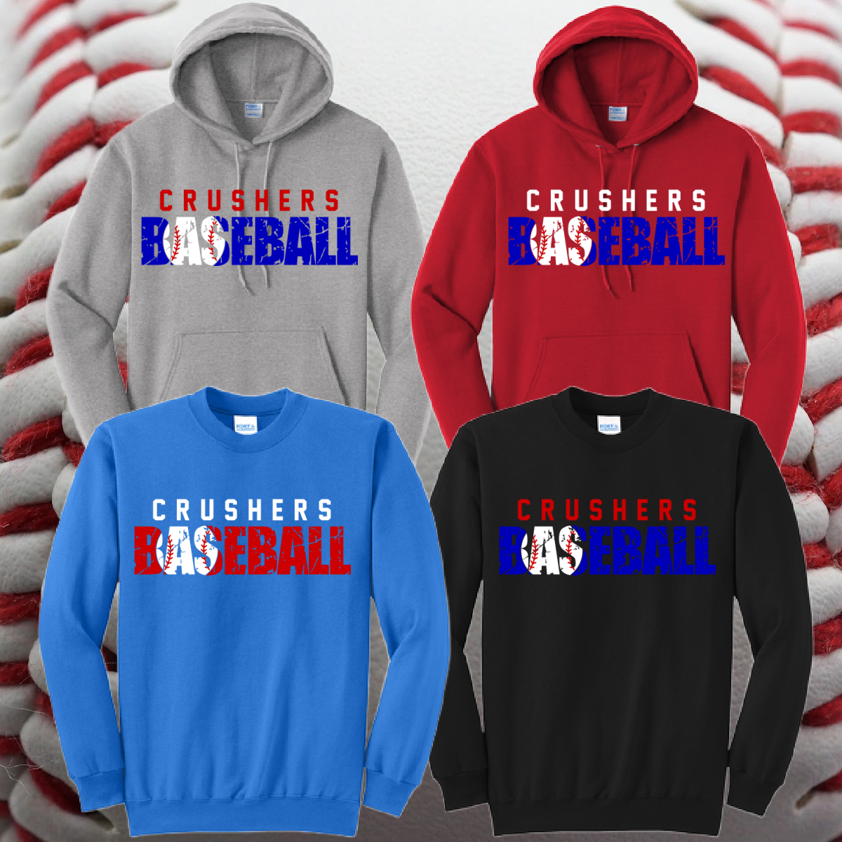 Crushers Baseball - Baseball Cut Out Basic Sweatshirt (Youth & Adult)