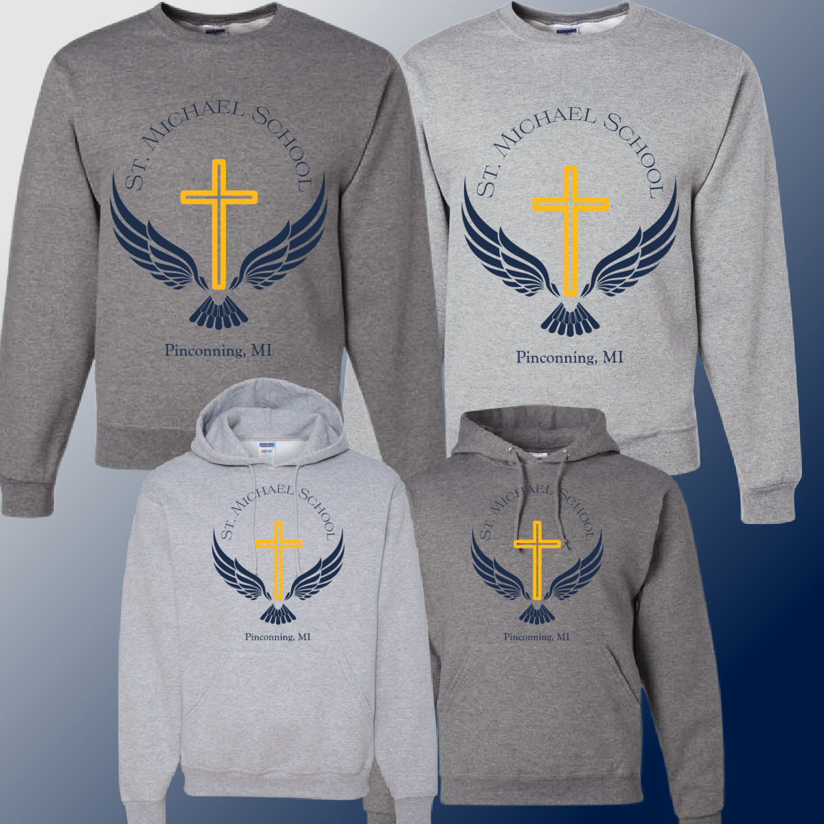 St. Michael Eagles  - Gray School Logo Basic Sweatshirt (Youth & Adult) - MADE TO ORDER/TWO WEEKS