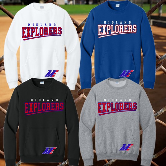 Midland Explorers - Logo Pocketed Crewneck (Adult)
