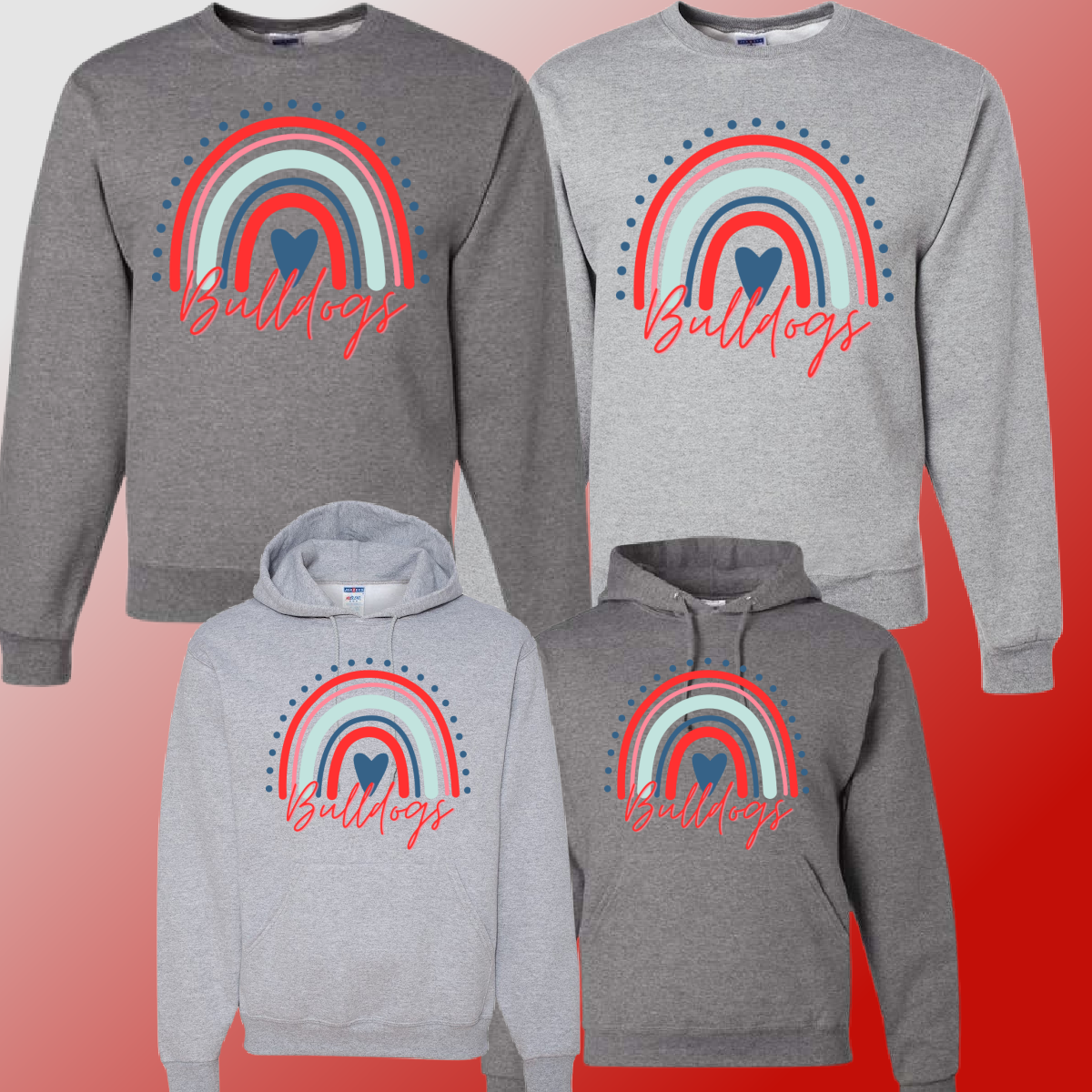 Mackensen Bulldogs  - Gray Rainbow Basic Sweatshirt - MADE TO ORDER/TWO WEEKS