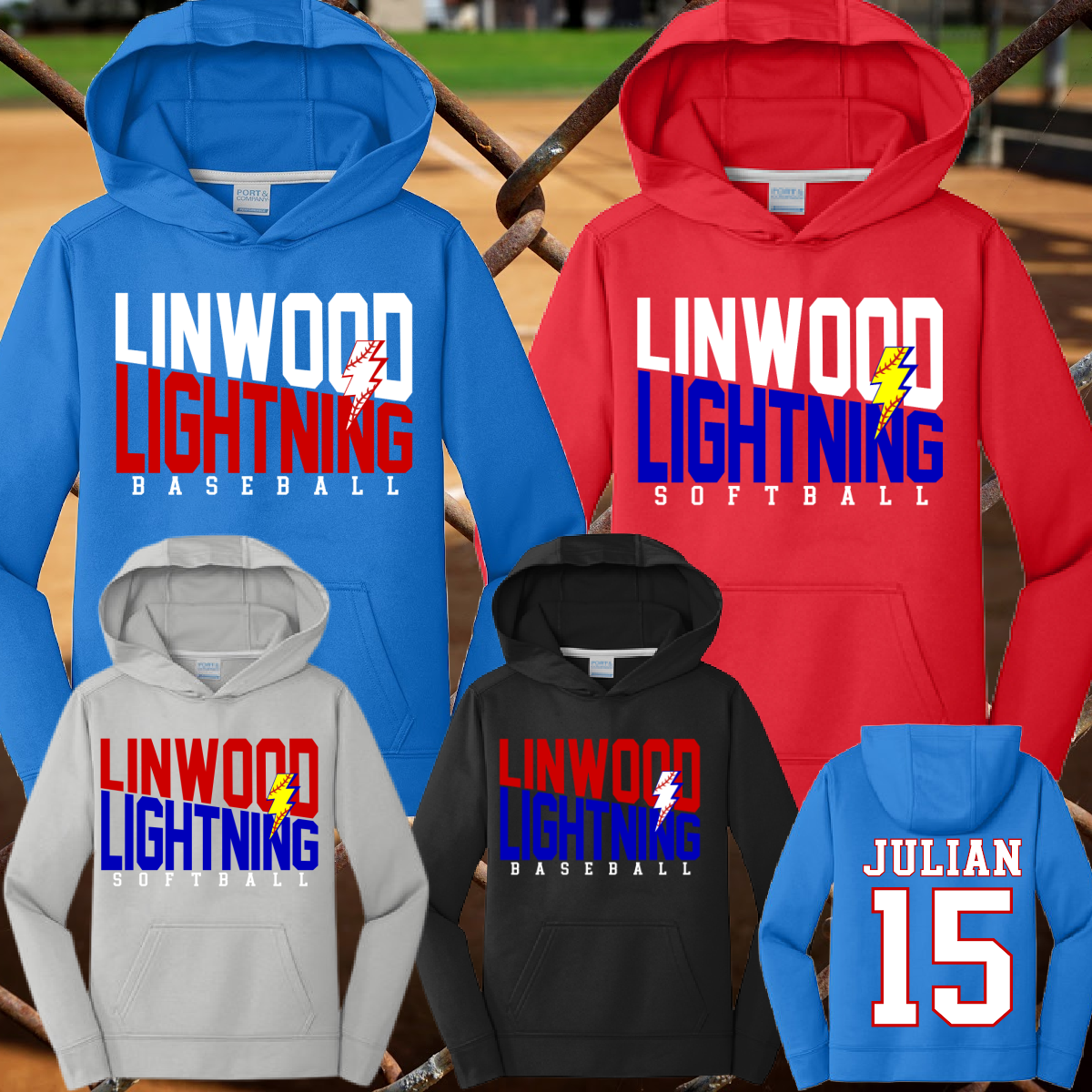 Linwood Lightning - Angled Logo Performance Hoodie (Youth & Adult)