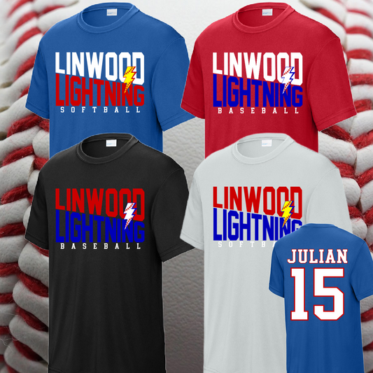 Linwood Lightning - Angled Logo Performance Tee (Youth & Adult)