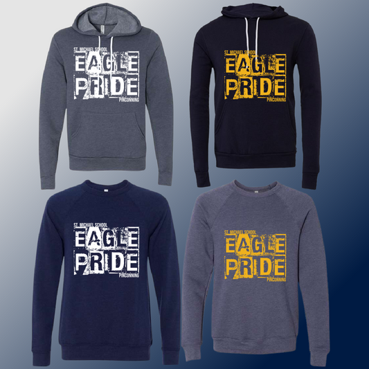St. Michael Eagles  - Navy Distressed Block Premium Sweatshirt (Youth & Adult) - MADE TO ORDER/TWO WEEKS