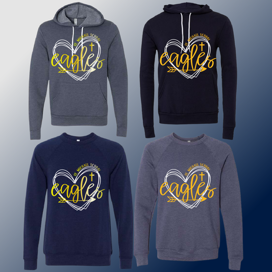 St. Michael Eagles  - Navy Heart Premium Sweatshirt (Youth & Adult) - MADE TO ORDER/TWO WEEKS