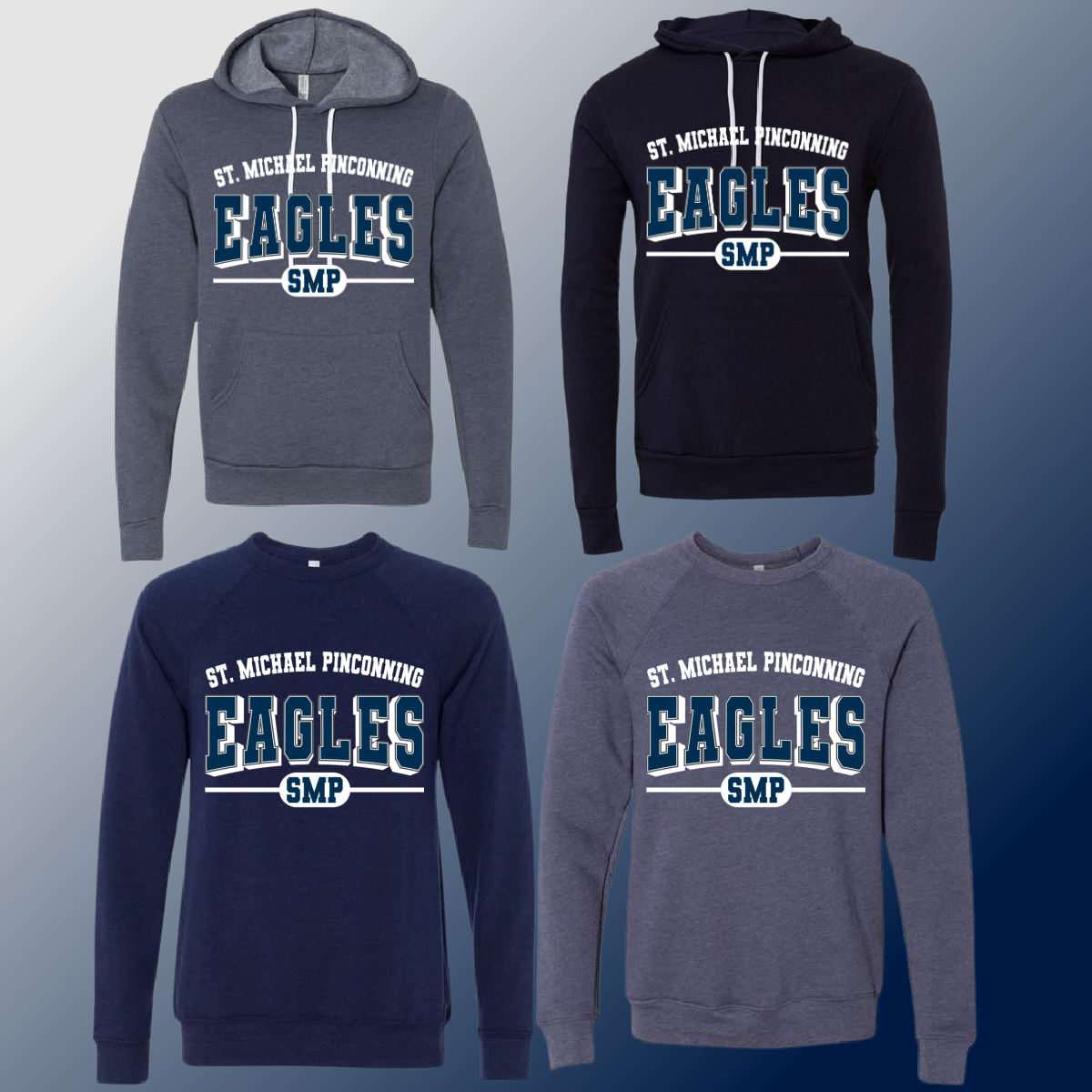 St. Michael Eagles  - Navy Varsity Mascot Premium Sweatshirt (Youth & Adult) - MADE TO ORDER/TWO WEEKS
