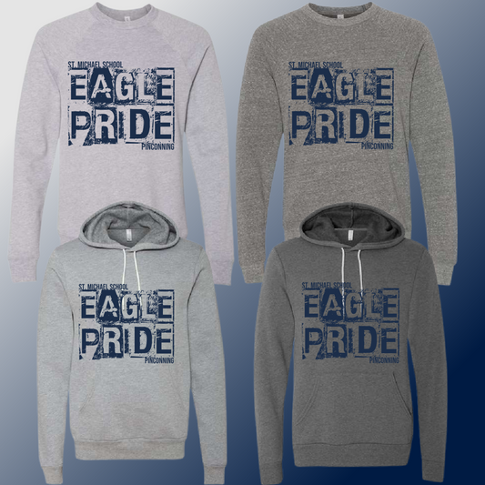 St. Michael Eagles  - Gray Distressed Block Premium Sweatshirt (Youth & Adult) - MADE TO ORDER/TWO WEEKS