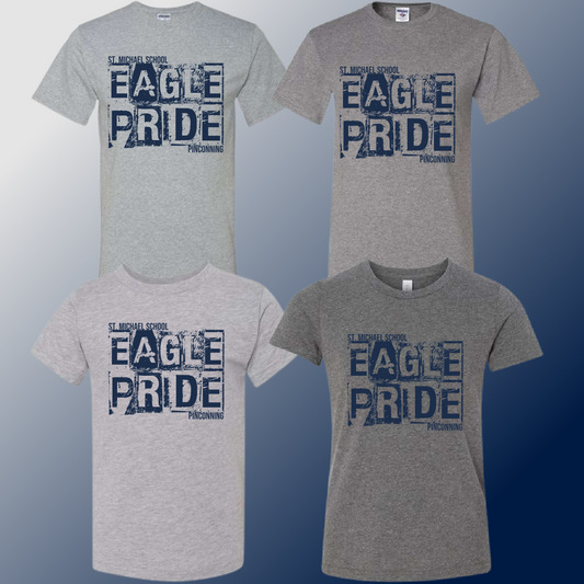 St. Michael Eagles - Gray Distressed Block Tee (Youth & Adult) - MADE TO ORDER/TWO WEEKS