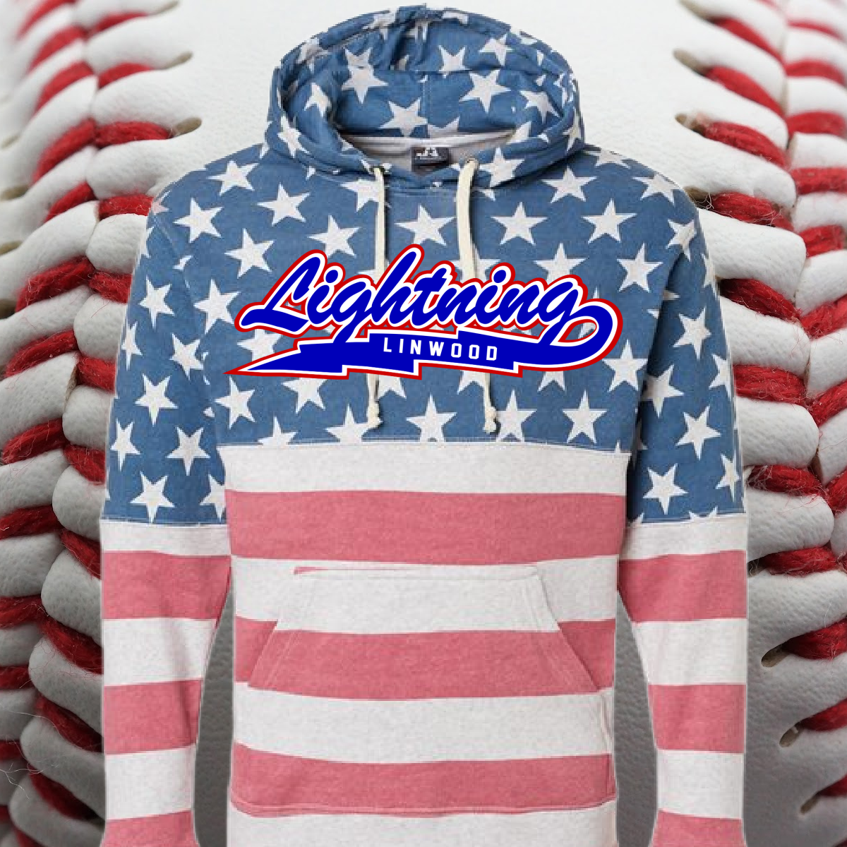 Linwood Lightning - Stars & Stripes Tri Blend Fleece Hoodie (Adult)