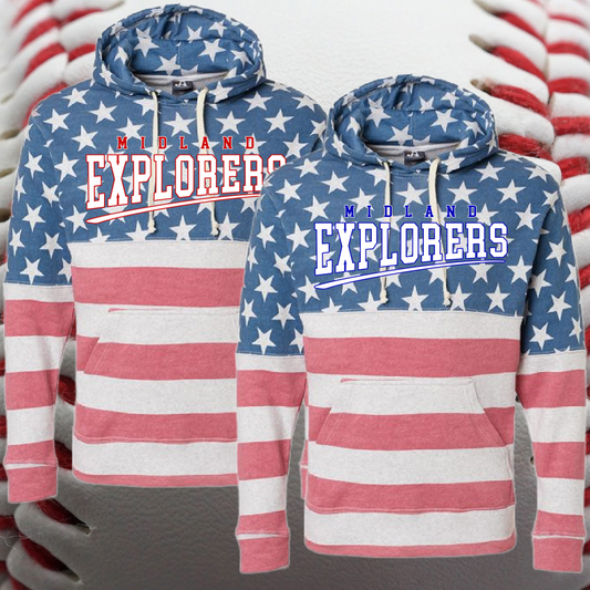 Midland Explorers - Stars & Stripes Tri Blend Fleece Hoodie (Adult)