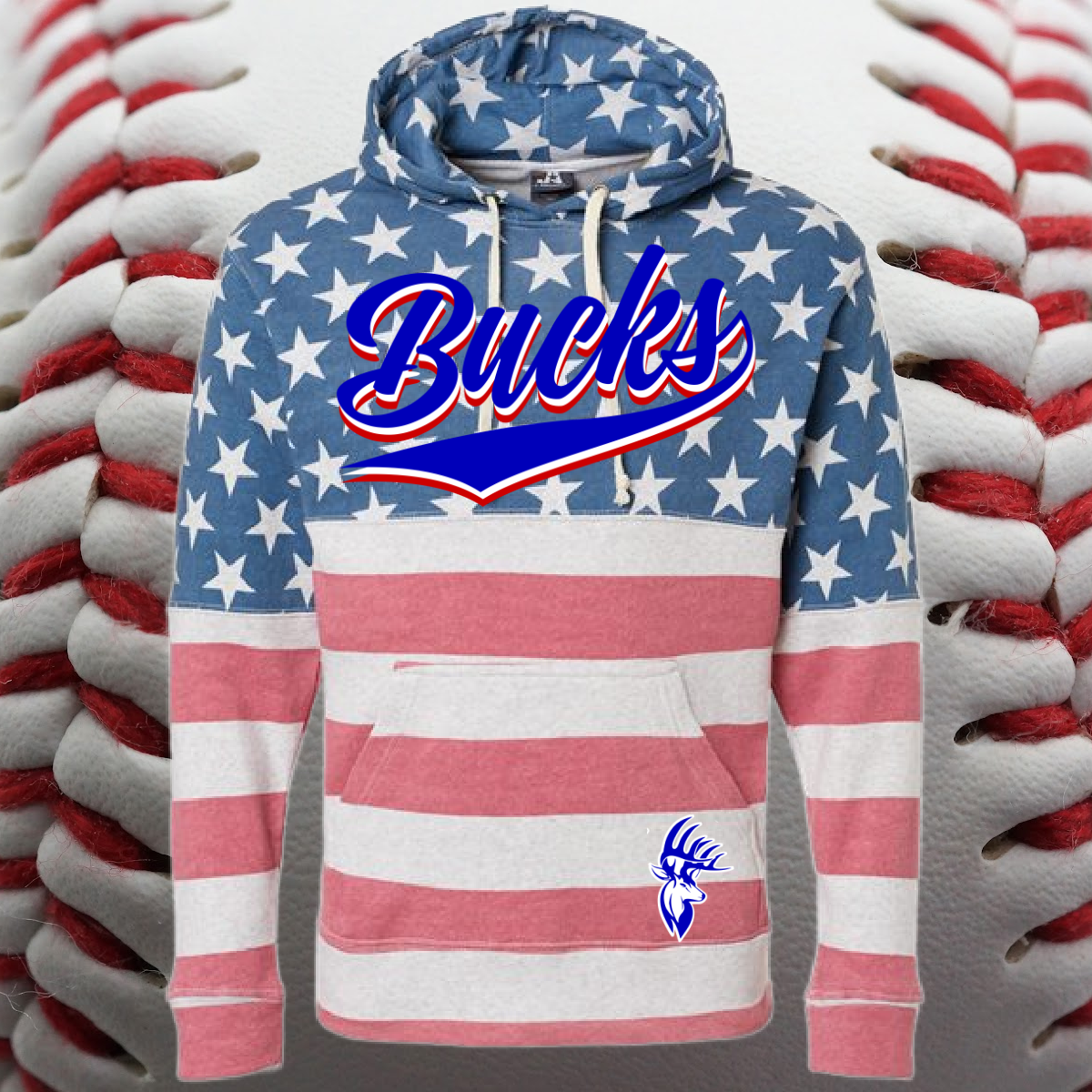Bay Area Bucks - Stars & Stripes Tri Blend Fleece Hoodie (Adult)