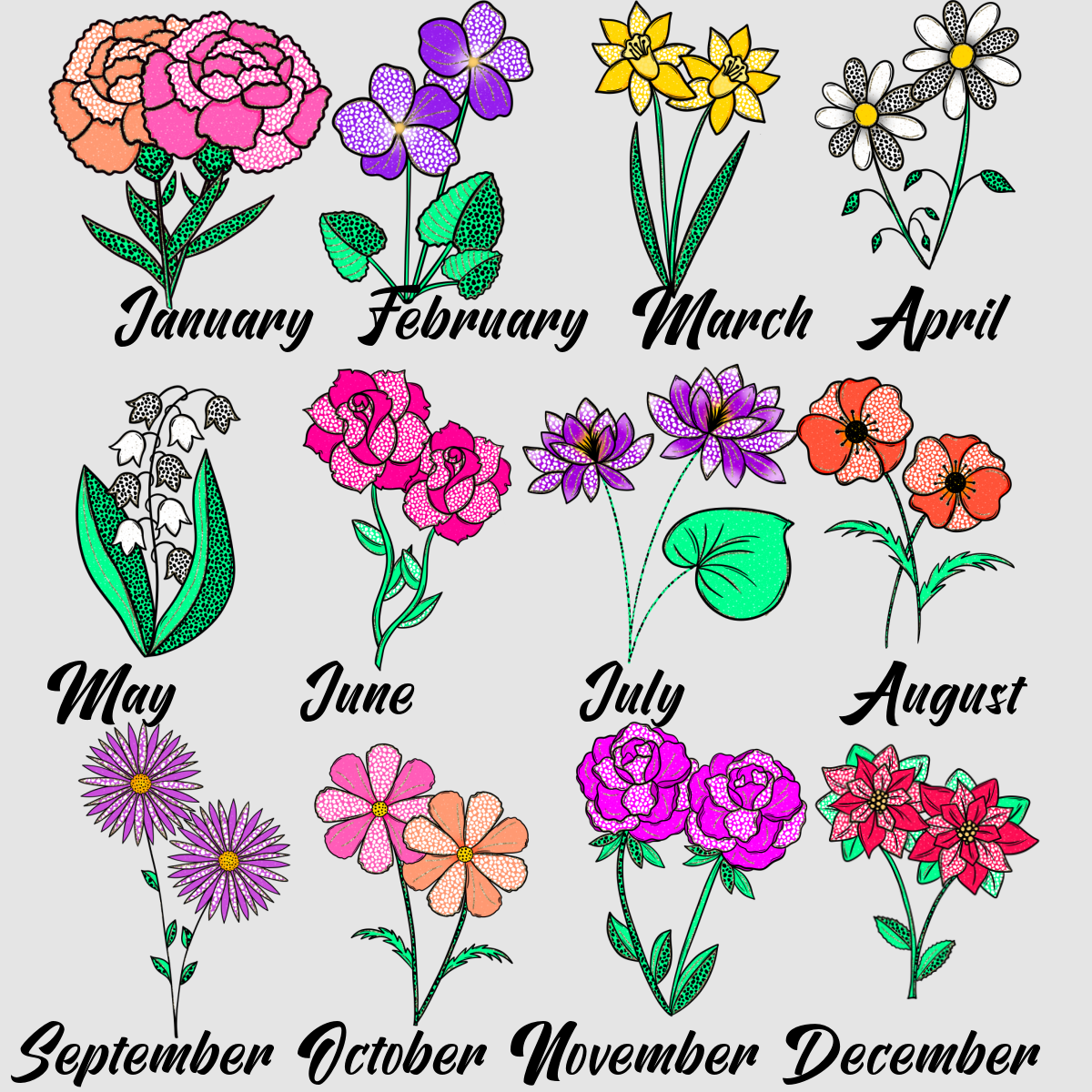 Birth Month Wildflower Tees - Customizable!