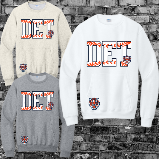 Detroit Baseball - D E T Pocketed Crewneck (Adult)