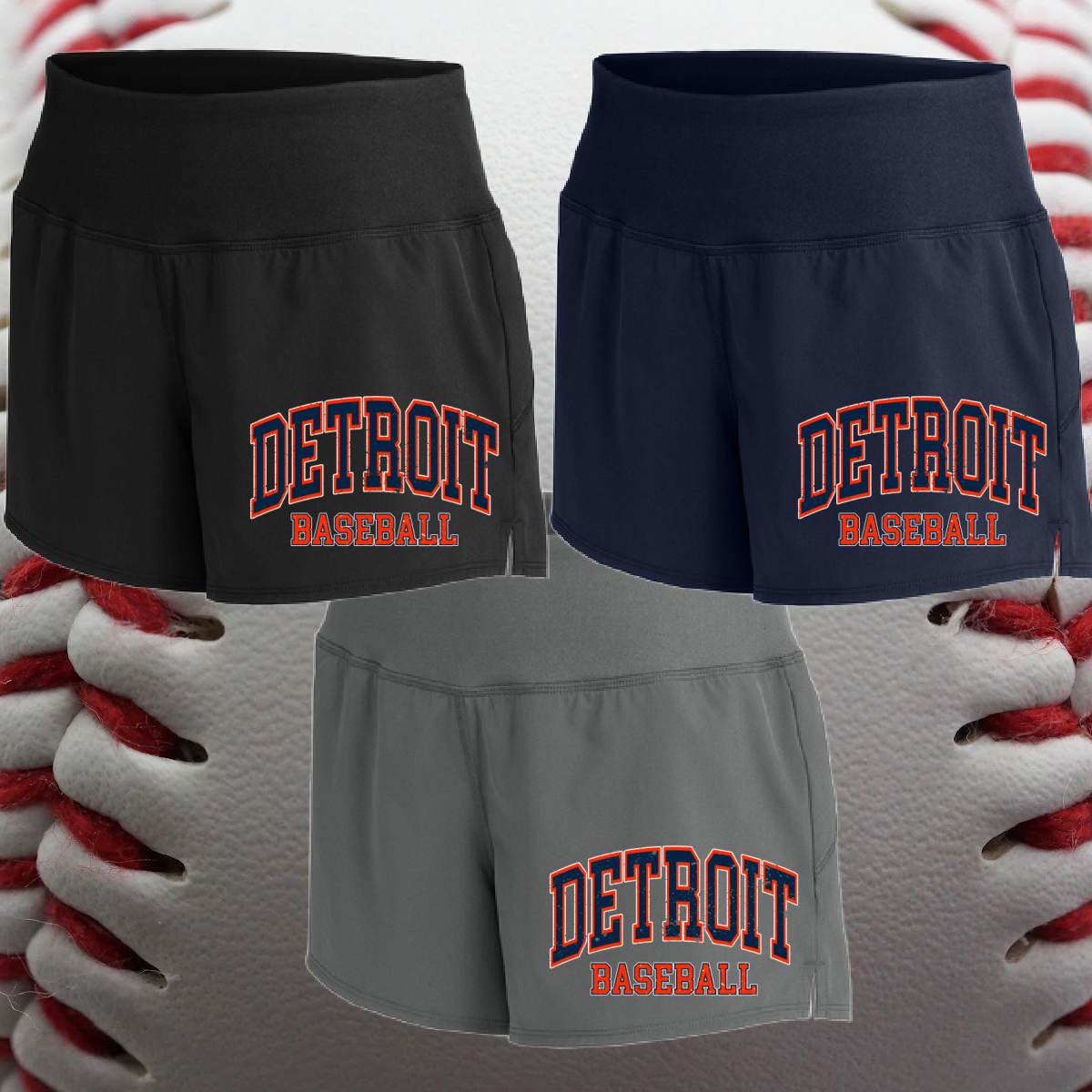 Detroit Baseball Distressed - Womens Shorts