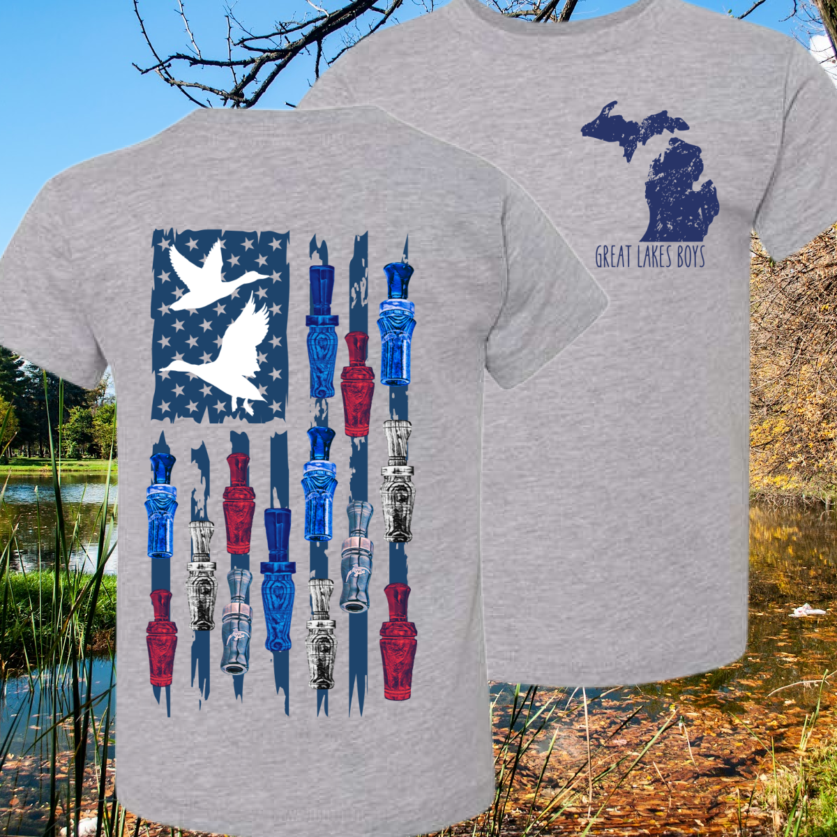 Great Lakes Boys - USA Duck Call Flag Premium Tee (Toddler, Youth & Adult)
