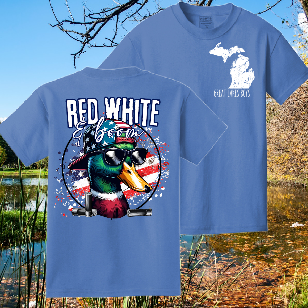 Great Lakes Boys - Red White & Boom Duck Beach Wash Tee (Youth & Adult)