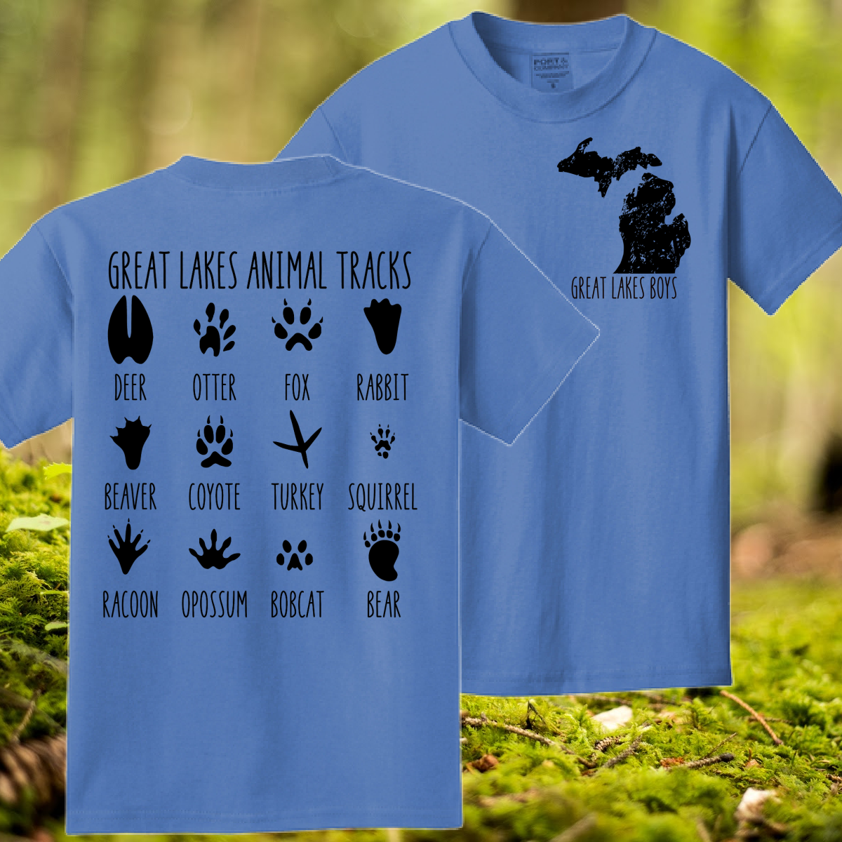 Great Lakes Boys - Great Lakes Animal Tracks Collage Beach Wash Tee (Youth & Adult)