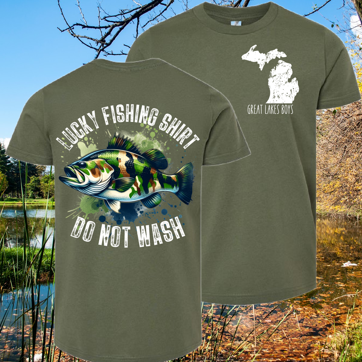 Great Lakes Boys - Lucky Fishing Shirt Do Not Wash Premium Tee (Toddler, Youth & Adult)