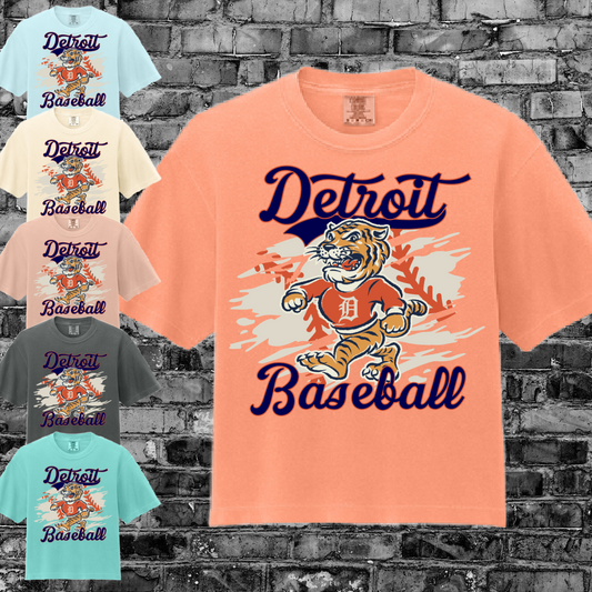 Detroit Baseball - Vintage Mascot Boxy Tee (No Wording)
