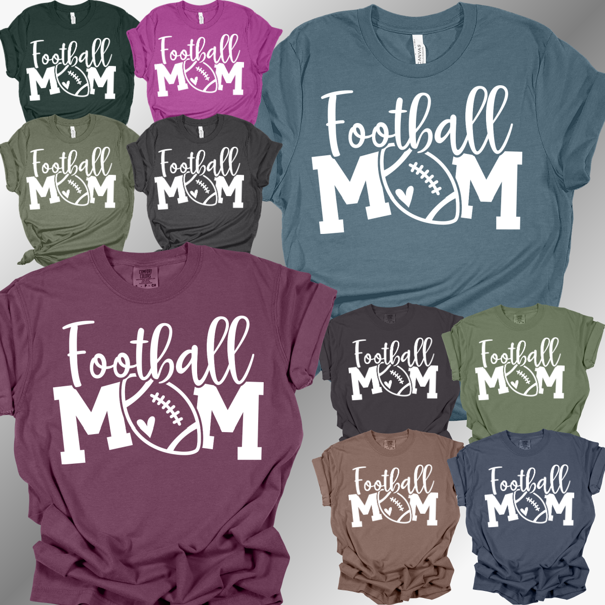 Football Mom Tee (White Ink)