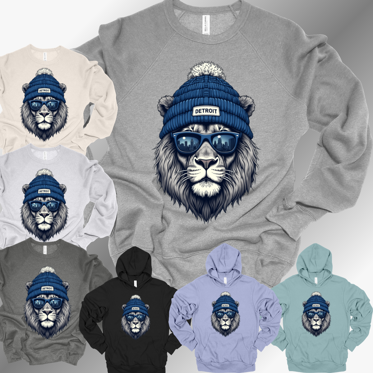 Detroit Football - Beanie Hat Mascot Premium Sweatshirt