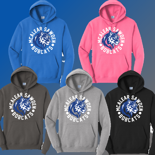 McAlear Sawden Bobcats - Round NEW Mascot Basic Hoodie (Youth & Adult) - MADE TO ORDER/TWO WEEKS