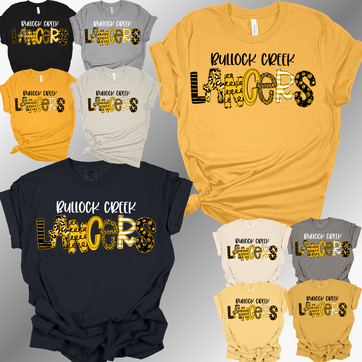 Bullock Creek Lancers - Spirit Font Tee You Choose the School (Adult)