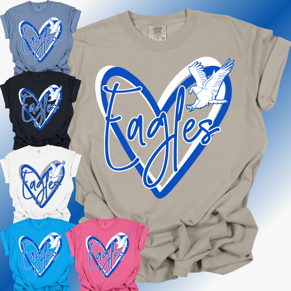 AACS Eagles - Doodle Heart Comfort Colors Tee (Adult)