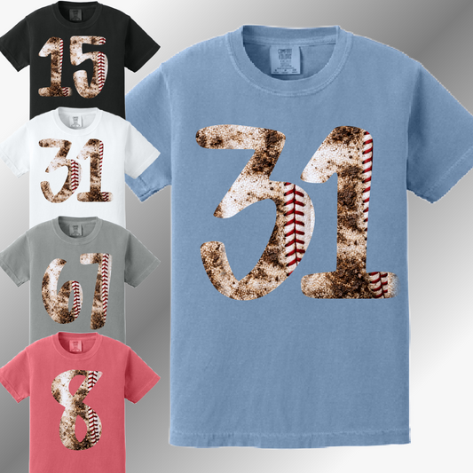 Baseball Dirt Numbers - Comfort Colors Tee (Youth)