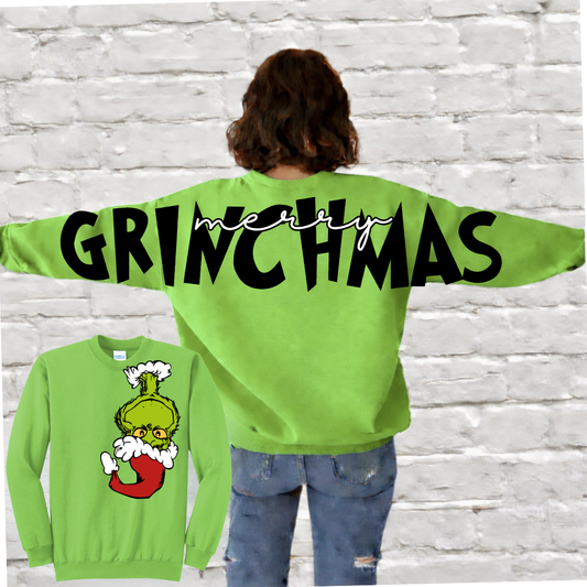 Merry Gr!nchmas Big Across The Back Sweatshirt (Youth & Adult)