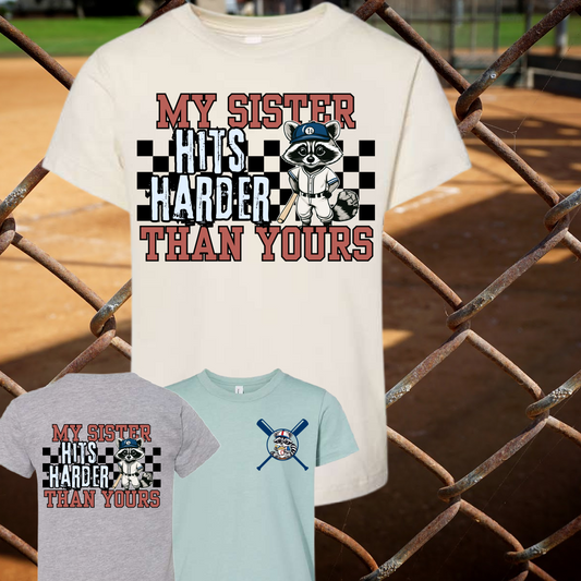 My Sister Hits Harder Than Yours Baseball Tee - (Youth)