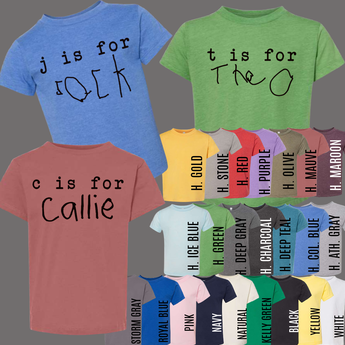 Personalized Back To School Name Tees - Use Your Child's Own Handwriting! - MADE TO ORDER/TWO WEEKS
